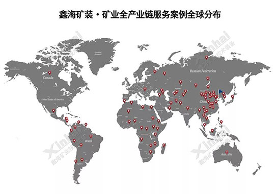 鑫海礦裝-礦業全產業鏈服務EPCM+O項目分布圖