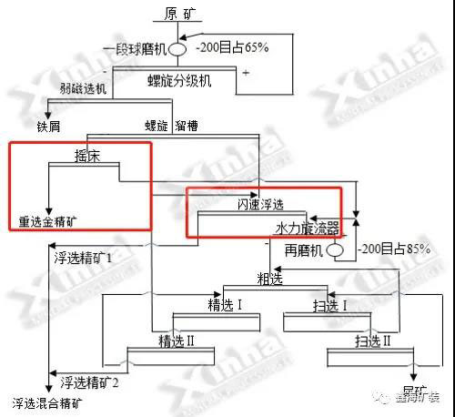 金氧化原生混合礦重選+閃速浮選工藝